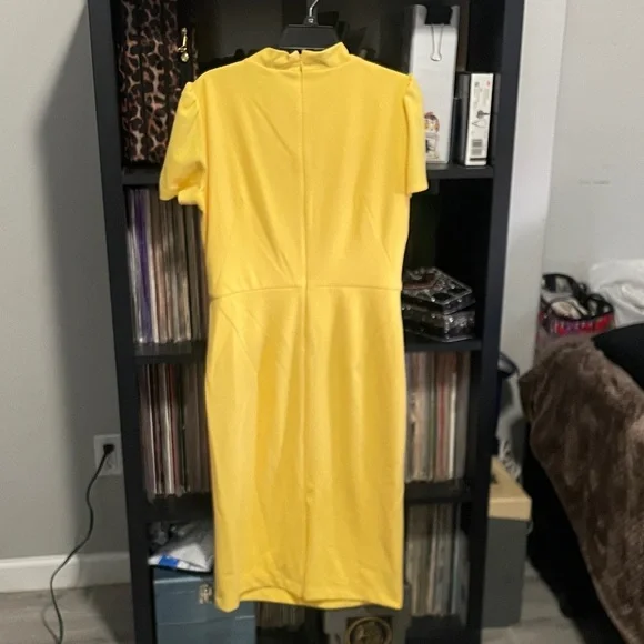 Maggy London Yellow Neck Tie Sheath Dress - Picture 4 of 5